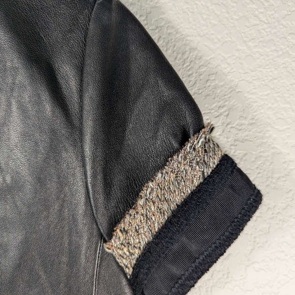 BCBG Max Azria Women's Black Leather Open Front Fringe Bikercore Jacket Size S - Picture 7 of 15